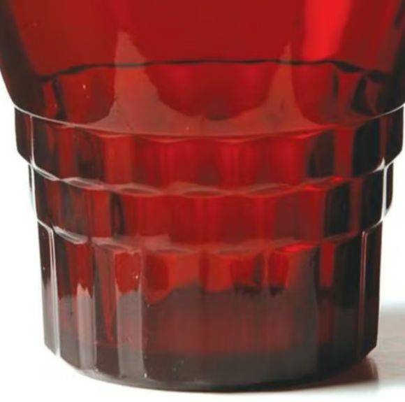 Vintage MCM Bar Glasses Royal Ruby Red 1950s Glass Windsor Faceted Cafecore 50s - Picture 3 of 5